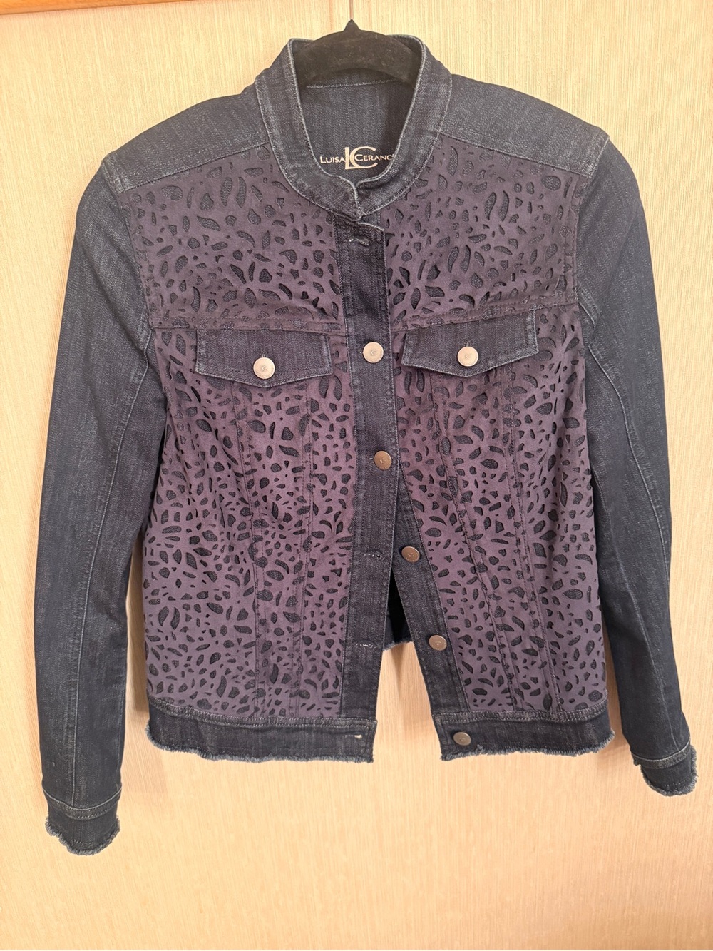 Luisa Cerano Dark Blue Patterned Denim Jacket